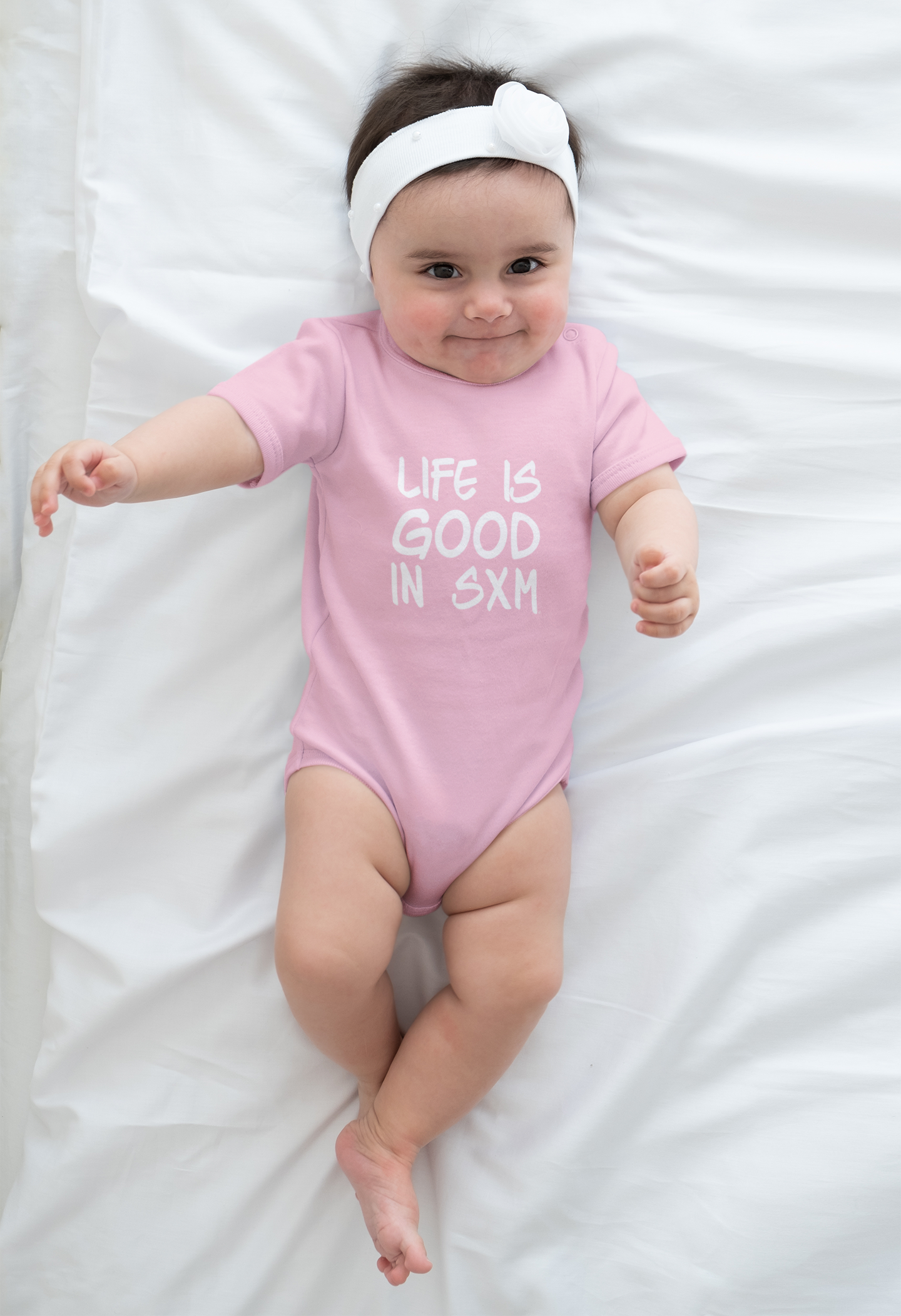 Infant Bodysuit – “Life Is Good in SXM” Cute Baby Onesie, Saint Martin Vacation Gift